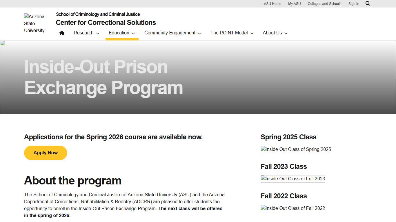 ASU's Inside-Out Prison Exchange Program School of Criminology and Criminal Justice